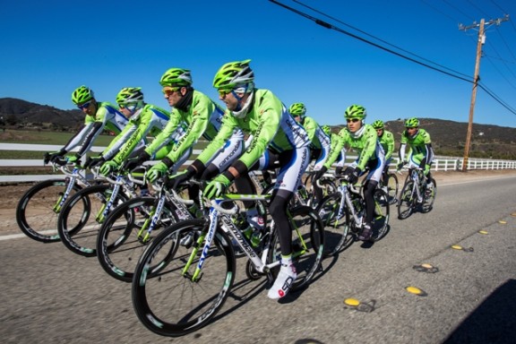 The Cannondale Pro Cycling Team goes for a training ride as a media showcase, in Thousand Oaks, CA, USA, on 13 January 2013.