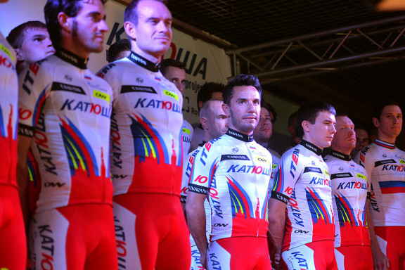 The 2015 Team Katusha kits makes everyone look like a rainbow wearing World champion. Photo: Tim De Waele | TDWsport.com