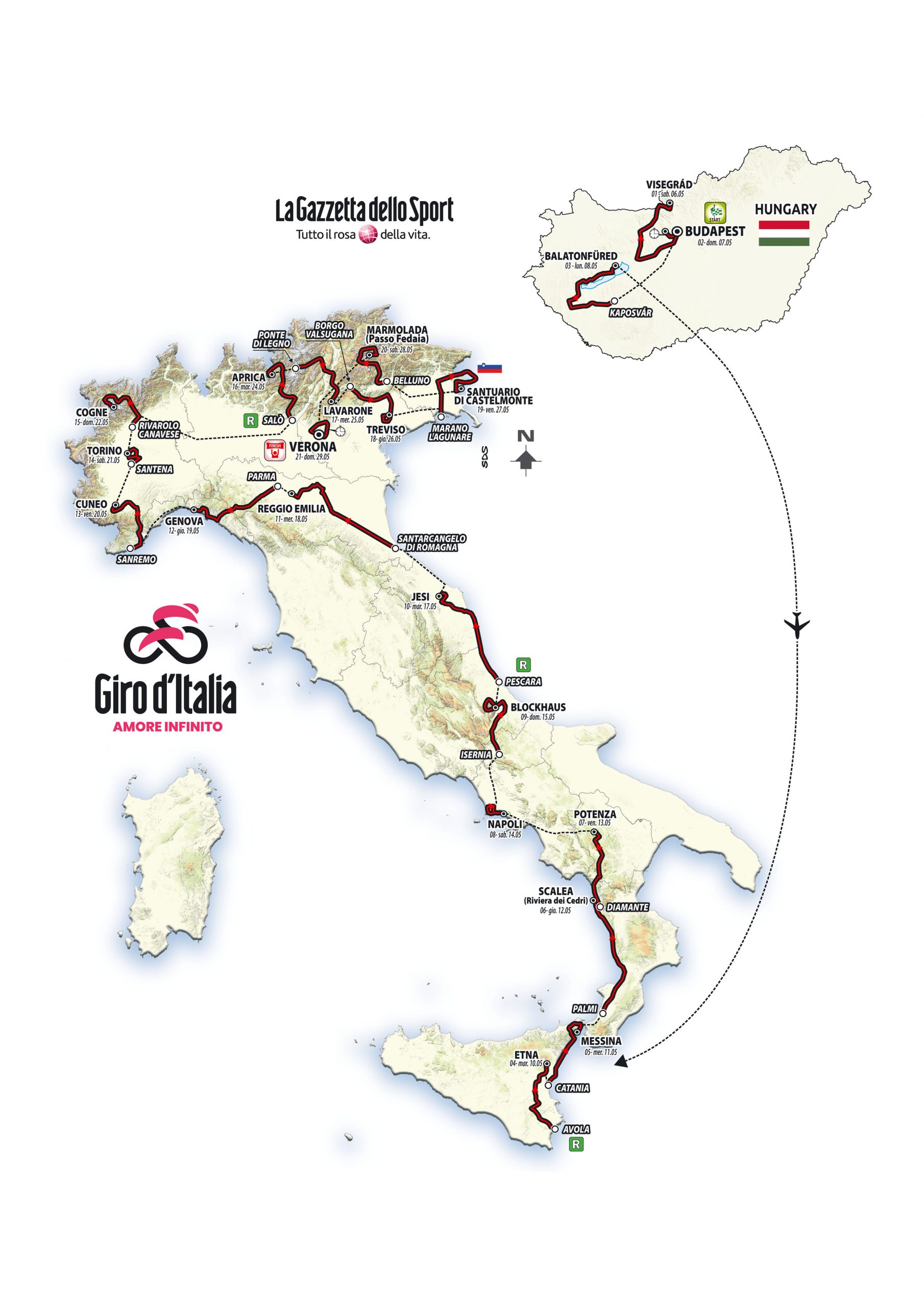 Giro d’Italia 2022: gran finale a Verona. Ecco il percorso completo